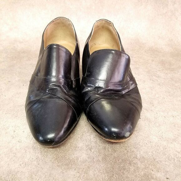 Giorgio Brutini Womens 244611 Size 7 Black Leather Slip On Loafer 2" Block Heels - Picture 4 of 10